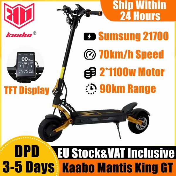 Estoque da UE Kaabo Mantis King GT Electric Scooter 60v 24ah TFT Display 2 1100W Motor 70km H IPX5 Smart -Smart Chowscooter, inclusive 208y