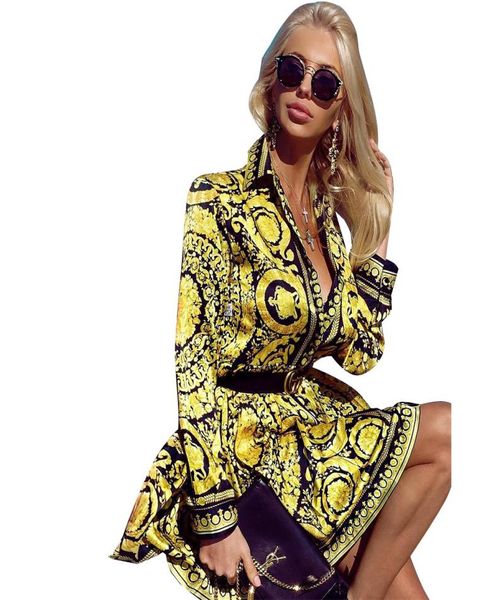 Fashionelegant Women Designer gegen Hals Vintage Blusen Kleid Sommer Lose bedruckte Hemden Langarm Damen Party Street Clothing4834109