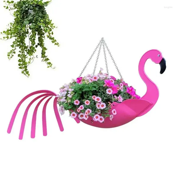 Vasen Metall Blumentopf exquisit fliegende Vogelform rostsicherer farbenfroher Papagei Flamingo Hangable Pflanzer Geburtstagsgeschenk