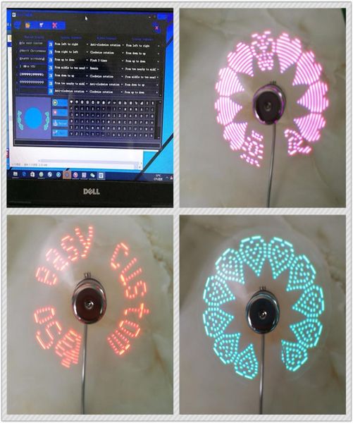 DIY Gadget Mini Fan USB Fan flexível Programável LED RECOLER FRIAN ALMA PROGRAMAÇÃO DO FAN USB LED LUZ DHL9849881