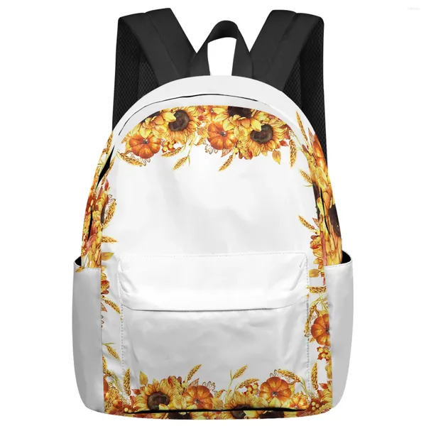 Backpack Herbst Sunflower Kürbis Feminina Rucksäcke Teenager Schüler Schultaschen Laptop MENSCHEN MEN Frauen Frauen Reisen Mochila