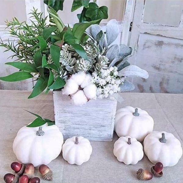 Dekorative Blumen 6/12 PCS Set Halloween Künstliche Mini Kürbisse Schaum weiß Thanksgiving Herbst Harvest Kürbisdekorationen Requisite