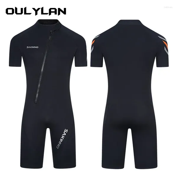 Kadın Mayo Şnorkel Sunproof Sıcak Tek Parça Islak Takım Oulylan 2mm Neopren Wetsuit Erkekler Kısa Kollu Dalış Kayak Sörf