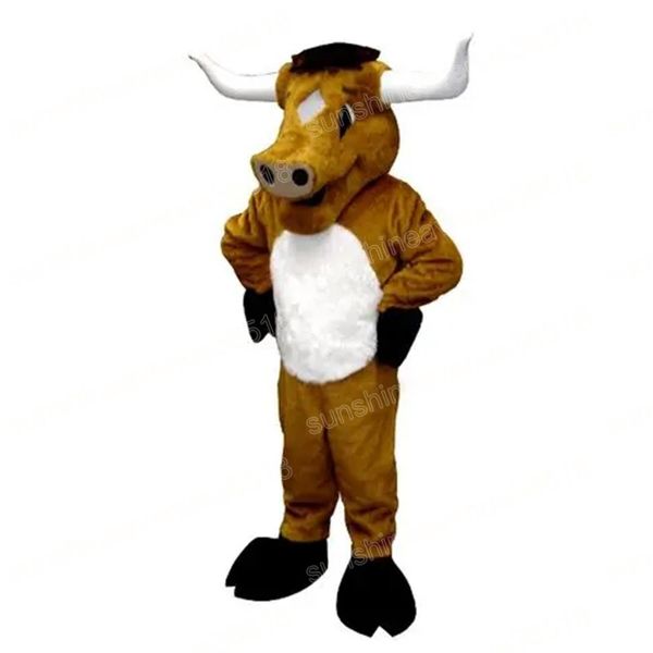 Traje de traje mascote de bull brown natal