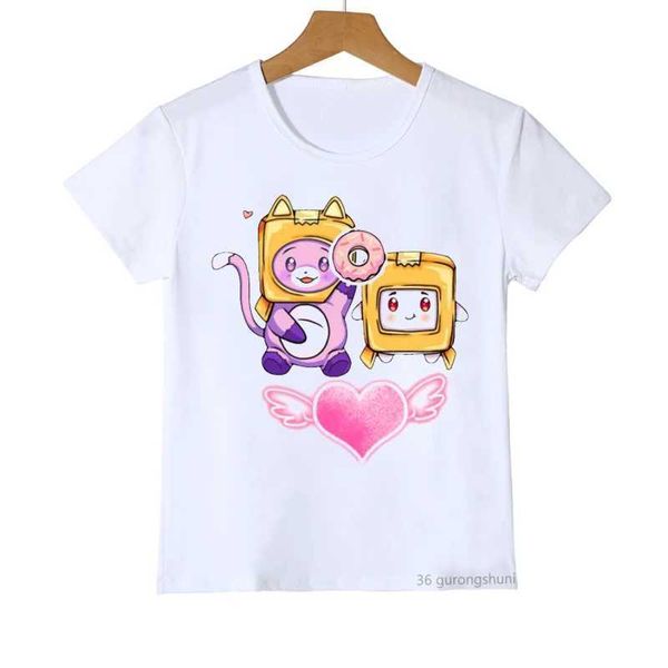 T-Shirts 2022 Jungen/Mädchen T-Shirt Cartoon Blue Box Grafik gedrucktes Kinder T-Shirt Sommer Jungen T-Shirt Top 3-13yl2405