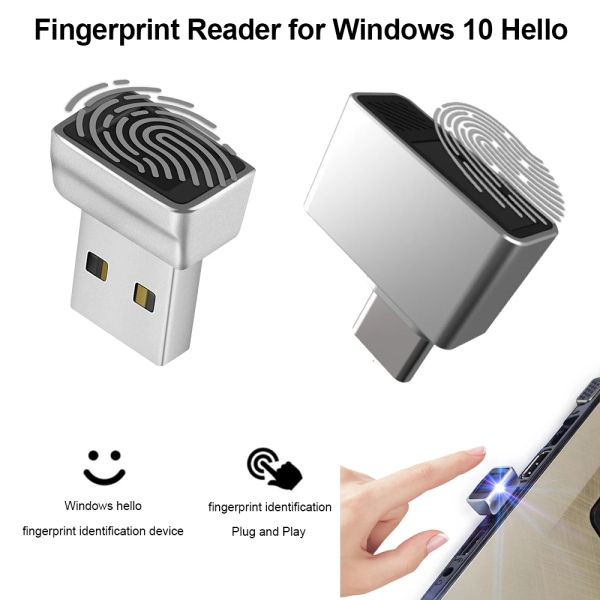 Scanners Mini USB Impront Reader per Windows 10 Hello Laptop PC Typec Biometric Scanner Unlock Modulo impostata fino a 10 ID impronte digitali