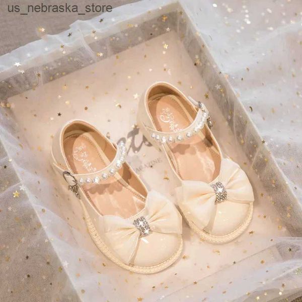 Scarpa da ragazza slippista piccola pelle di cuoio principessa scarpe bambini baby jane soft sole kid chaussure enfant fille q240409