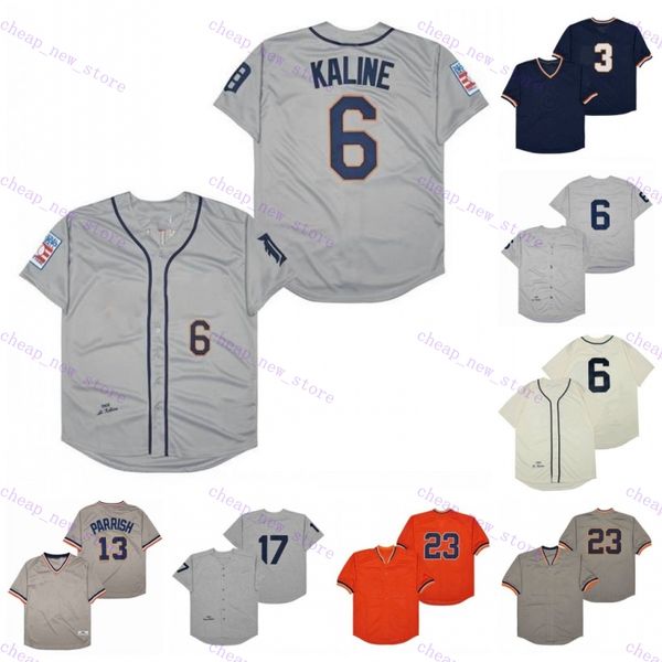 Camisas de beisebol baratas 6 Kaline /3 Kinsler /23 Gibson /17 Greiner 1968 1984 Vintage Retro laranja cinza cinza escuro camisa costurada