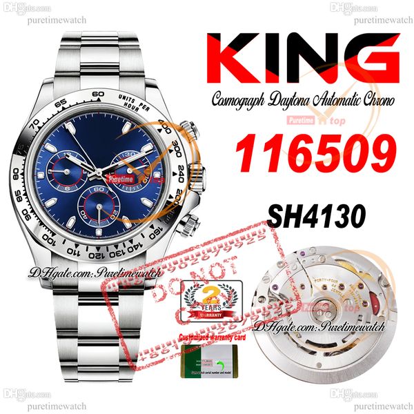 Vendita 116509 SA4130 CRONOGRAGO AUTOMATICO MENS ORGHIO King Tachymeter Bezel Blue Stick Dialbile 904L Oysteteel Bracciale 72H POTENZA SPRESSO SUPER EDIZIONE PTRX