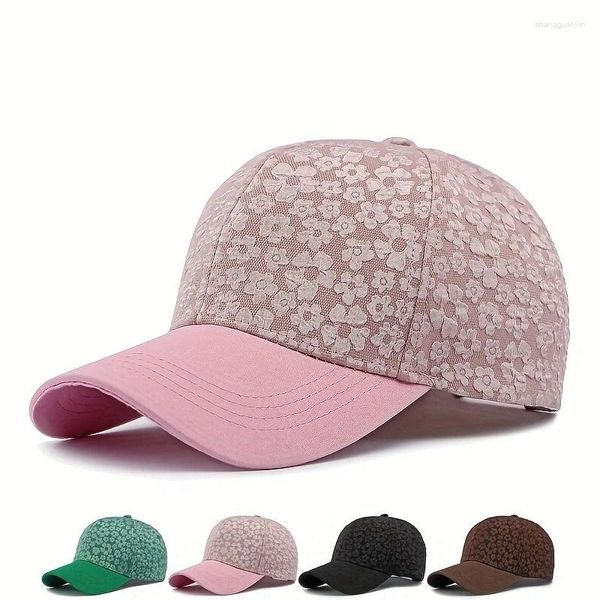 Caps de bola moda pequena flor de flor quebrada boné de beisebol hard top feminino primavera vegetal escudo solar ao ar livre