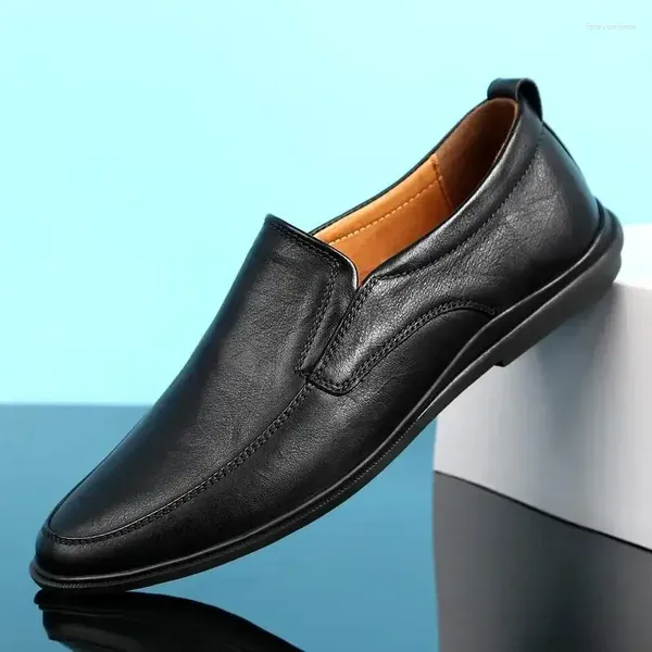 Sapatos casuais de couro genuíno mocassins 2024 Summer Breathable One Pedal Loafer