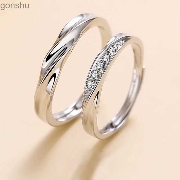 Anelli di coppia abbaglianti AAA Zircon Silver Spiral Anello adatto per coppia Engagement Aning Gioielli a cavo WX