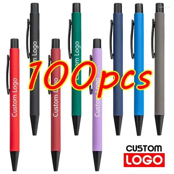 100pcs publicidade gel Pen do logotipo personalizado presente de estudante Business Metal Ballpo