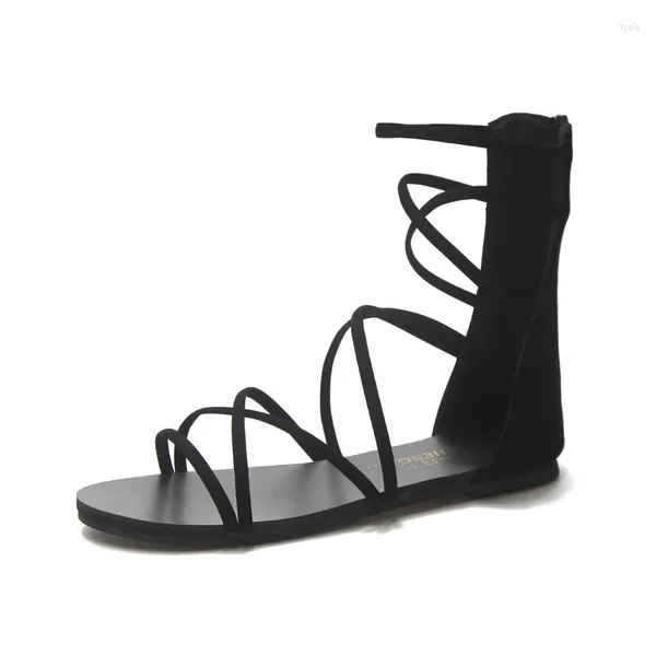 Sapatos casuais Gladiator Sandals Women Women Summer Senhories Senhoras Feminino Lace Up Woman Black Platform