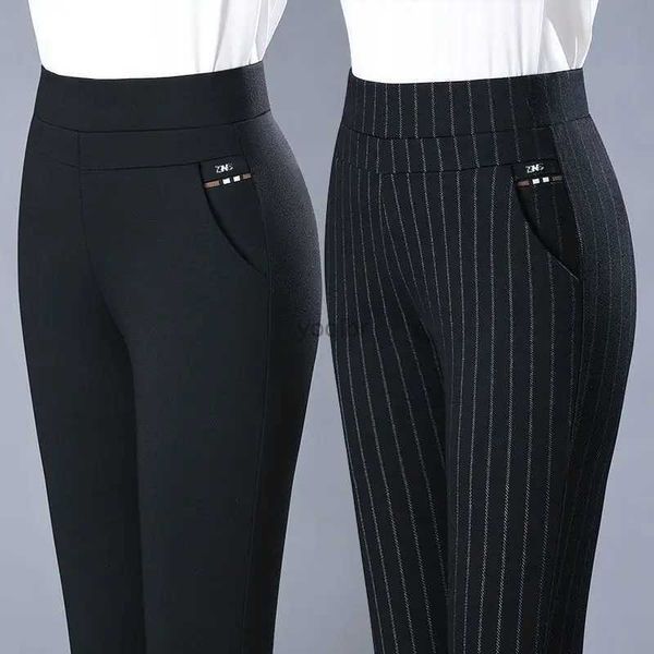 Pantaloni da donna Capris Abbinati alla moda pantaloni a matita nera e grigia per primavera e autunno eleganti ad alta vita elastico casual elastico slim middleaged e donne anziane ms