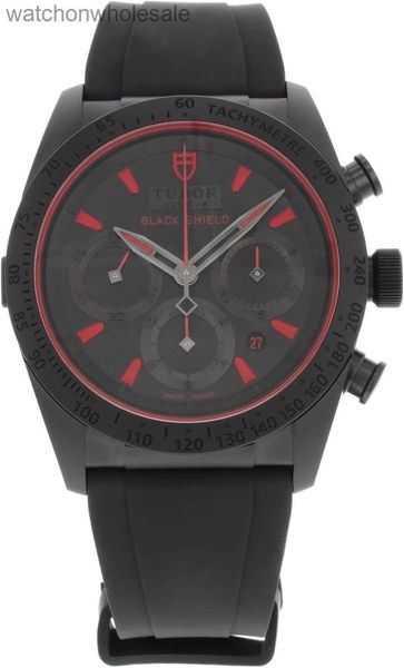 Качественный Tudory Original 1: 1 Дизайнерские наручные часы Fastrider Black Shield Black Rubber Mens Watch 42000CR-BKSBKRS с настоящим логотипом бренда