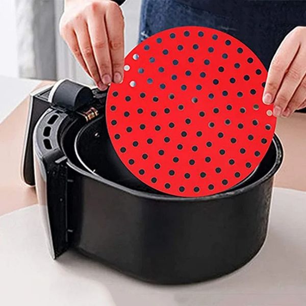 Neue Silicon Air Fryer Liner Nicht-Stick-Dampfer-Pad Back Back Inner Liner Kochmatte Küche Utensilien Zubehör Umweltfreundliche Kochgeschirr für Nicht-Stick-Dampferpolster