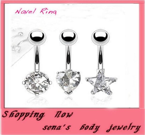 NEU 2015 Fashion Europestyle Bauchnabel Ringe Edelstahl Navel Piercing Belly Rings Körperschmuck glänzende Juwel Zirkon Schnalle 1902004