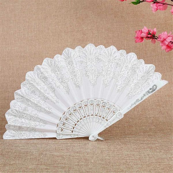 Produtos de estilo chinês retrô dobramento manual ventilador plástico em pó artesanato fã branco de casamento branco estilo chinês de dança clássica fã dobrável ventilador de mão