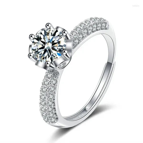 Clusterringe Tkj 925 Sterling Silber Echtes Moissanit 1CT Verlobungsring Braut Geschenk Feiner Schmuck Frauen Hochzeit