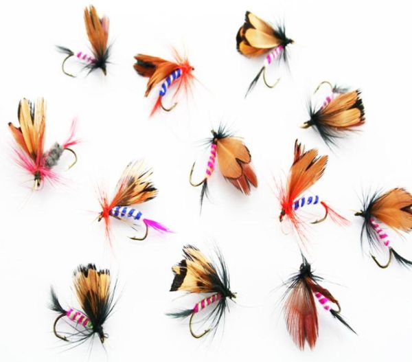 48pcslot Fly Fishing Lures de moscas secas isca de gancho de salmão de salmão de truta tackle6937118