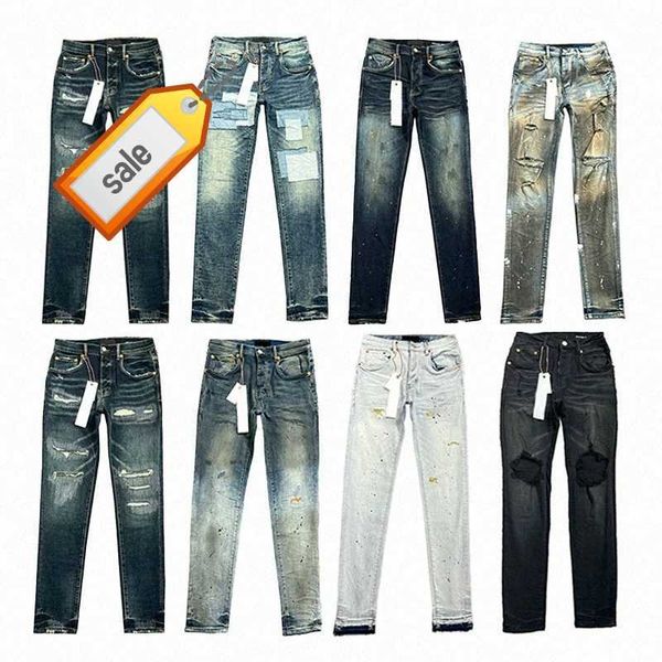 Designer jeans maschi jeans viola da donna pantaloni lunghi impilati ksubi strappato jeans spot retrò foro patch buco denim streetwear silm piedi di pantaloni micro elastici p2