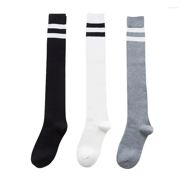 Frauen Socken über Kniestreifenstrümpfen Mädchen japanische Kawaii lässige Oberschenkel hohe Frauen lange Schuluniformzubehör