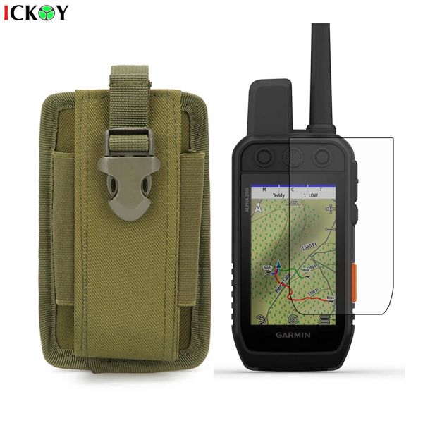 Bolsas de bolsas de bolsa portátil tática militar + protetora de tela Filme para escudo para GPS de mão GPS Garmin Alpha 200i 300i 200 300 alpha200i