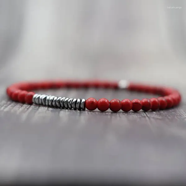 Очарование браслетов в 4 -миллиметровом браслете для шариков для мужчин нерегулярно гематитовый камень медитация йога Розарий Брацлет Homme Natural Seed Lava Braslet Pulsera