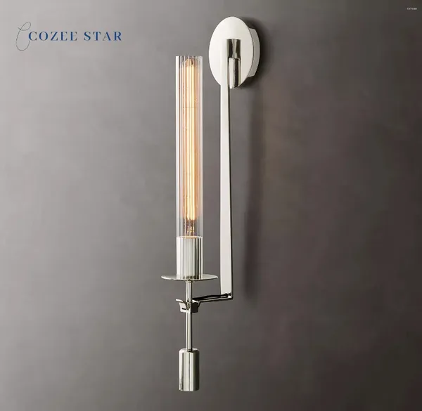 Стеновая лампа Fontanelle Sconce Modern Vintage Led Стекло из хромированные черные латунные лампы блеск гостиная спальня столовая светильника