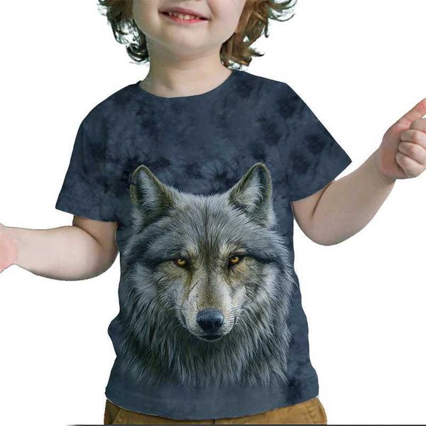 T-shirt 3D Stampato Fresco Wolf T-shirt T-shirt Youth Summer Girls Boys Carunone Childrens T-shirt a maniche corte T-shirt T-shirtl240509