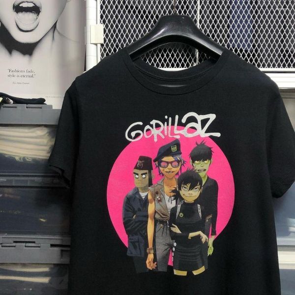 Женские футболки в стиль парового стиля негабаритная модная бренда хлопковое круглое шея с коротким рукавом Gorillaz Band Мужчина и топ