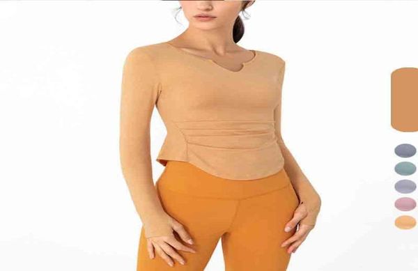 Donne da pista tops per maglietta per maglietta per maglietta slim yoga esercizio fitness che corre con vene elastico figura da vneck elastica femmina a maniche lunghe1238775