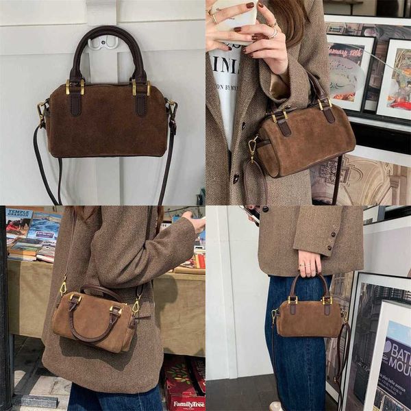 Bolsas Senhoras Boston Versão coreana de outono e inverno Camurça diagonal de ombro único Cross Small Bag Pillow Trend Women's Trend