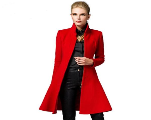 2020 Moda Women Trench Coat Casat Winter Winter Slim Long Cola de tangerina sobretudo nova primavera Red Black Caats Long Wool Outerwear9517493