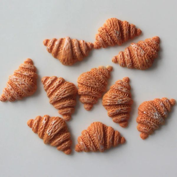 Miniaturas misturam cor mini croissant boneca casas de cozinha decoração de padaria de pão miniatura resina plana