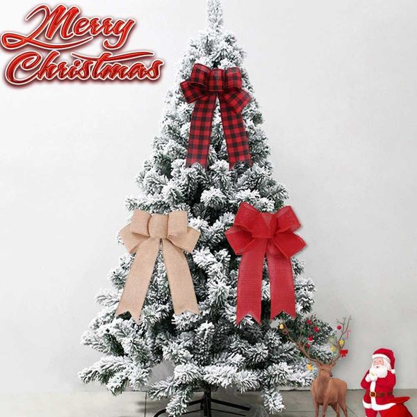 Flores decorativas Wreaths Christmas Tree Topper Baws Ribbon Bowknot Ornamentos para Decoração de Festival de Festival de Festival de Festival de Natal