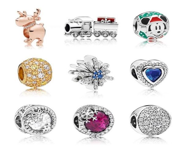 Adatto ai braccialetti 20pcs Snowflake Train coccinella Crystal Crystal Charm Cash Fit Braccialetti originali Gioielli fai -da -te per donne Gift7030635