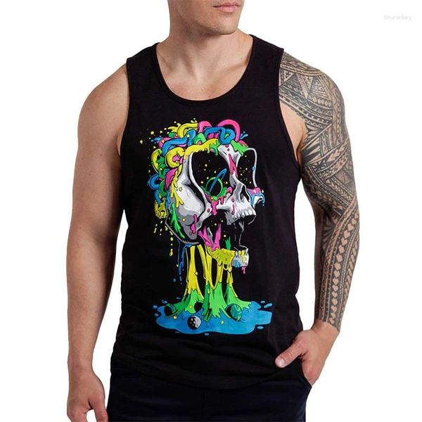 Tanque masculino Tops 3D Universo Estrelado Top Gym Clothing Men Summer Streetwear Roleta de basquete rápido T-shirt sem mangas