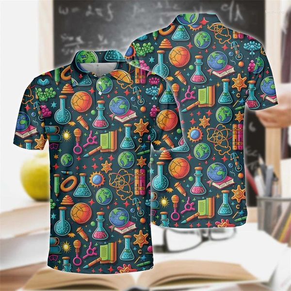 Männer polos lustiges Design Mathematik Chemie Grafik Polo -Shirts für Männer Kleidung Lehrer Schüler Kurzarm Literaturbuch Hemd Y2K Tops