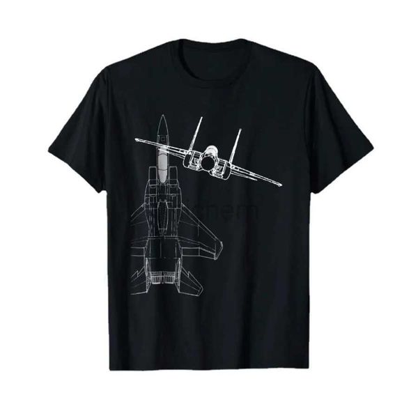 Herren-T-Shirts Cool Design F-15 Eagle Line Art Military Jet Fighter T-Shirt.Sommer Baumwolle kurzärmelig o-heck Herren T-Shirt Neues S-3xl D240509