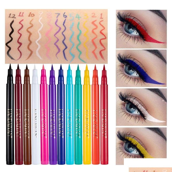 Eyeliner Liquid Penne Rainbow Eye Liner Pencil Eyeliner colorato a lungo termine Bianco bianco rosso marrone rosso viola impermeabile ad alta stratagemma dhxpz