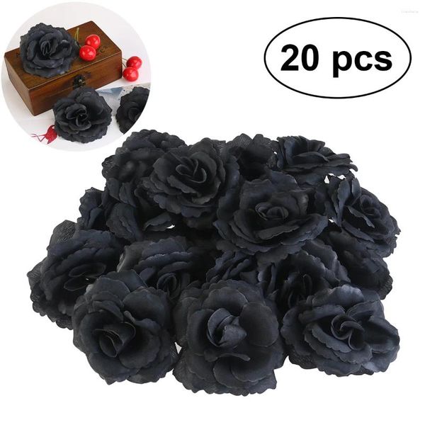 Decoração de flores decorativas rosas rosa rosas artificiais preto falsa seda para chapéus decore