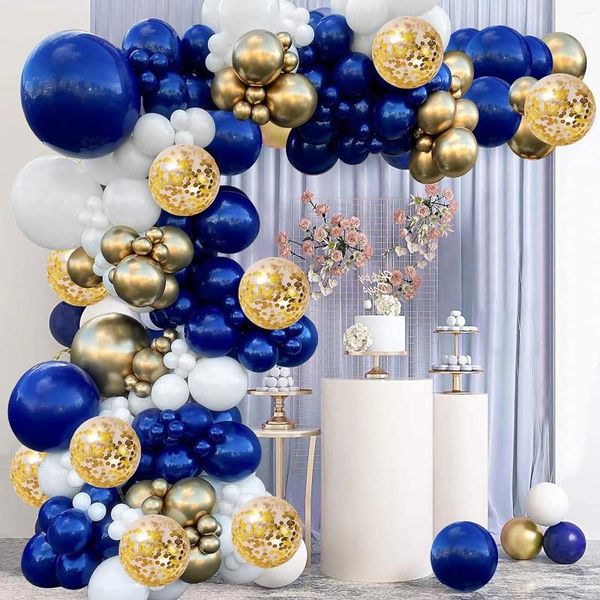 Party -Dekoration Blau Gold Ballonkranz Set mit 131 Teilen weißer buntes Konfetti -Arch -Accessoires su