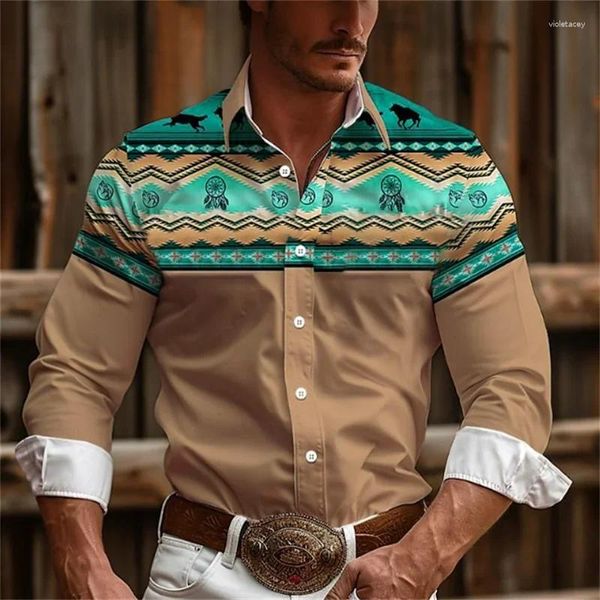 Camisas de vestido masculinas mod da moda retro floral suave confortável rosa azul verde casual de rua ao ar livre de tamanho superior tamanhos europeus