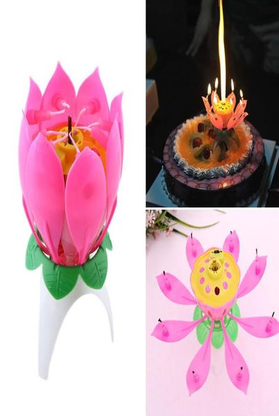 Lotus Flower Candle Singlelayer музыкальная свеча свеча свечи по случаю дня рождения свеча для вечеринки Cake Music Sparkle Cake Candles7034747