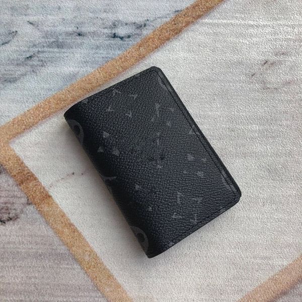 Famosa marca unissex carteira curta estampa preta cápsula de cartão clássico letra xadrez feminino caretas de clipe de luxo designer de luxo Men bolsas de embreagem 256y