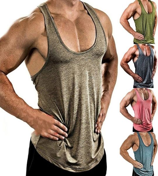 4 renk yeni fitness giyim vücut geliştirme tankı üst erkekler stringer single pamuklu kolsuz gömlek egzersiz adamı
