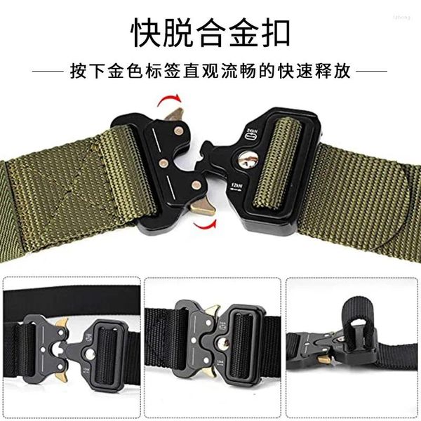 Suporte da cintura Buckle Tactical Belt Nylon Men's Outdoor Sports Canvas Combate Fabricante Interior