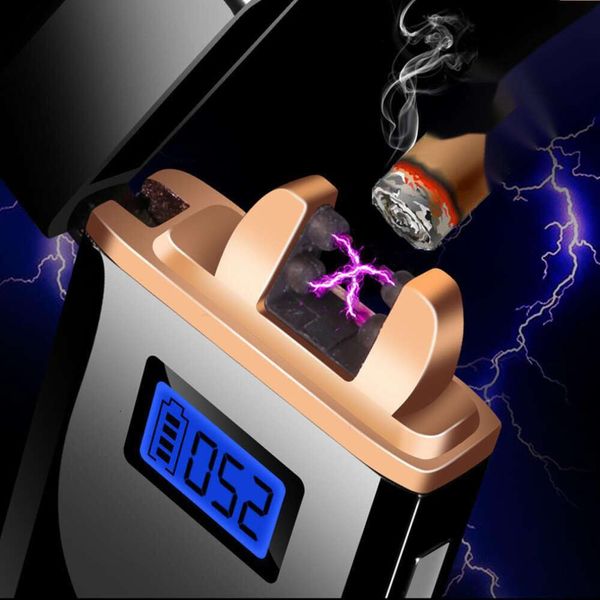 HB Personalidade Criativa Double Arc USB Charging Tlemer Power Display Cigarette Larter Wholesale With Gift Box